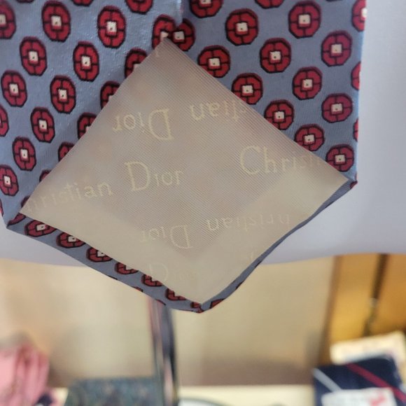 CHRISTIAN DIOR TIE SILK NECKTIE BLUE - Picture 7 of 7